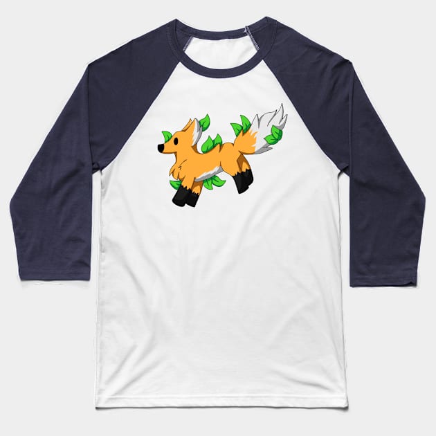 Chibi Fox Leaf Baseball T-Shirt by CactusMonsters